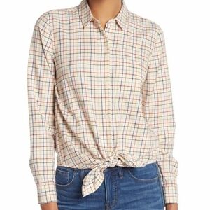Madewell Multicolor Tattersall Plaid Button Up Boyfriend Shirt Size Small